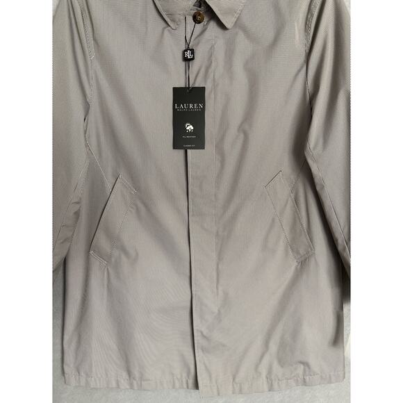 Lauren Ralph Lauren Men's 38 Short Raincoat Stanza Cream Brown Houndstooth NEW - Picture 3 of 10